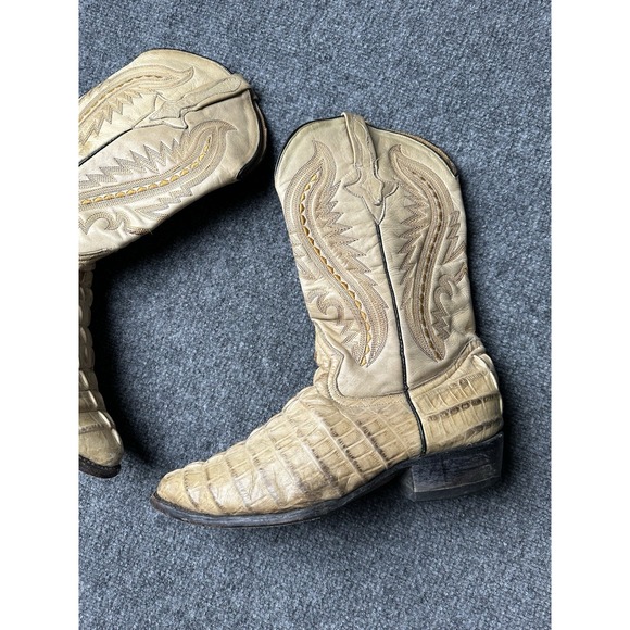 Mens Tony Lama Alligator‎ Belly Cowboy Boots Tan Leather 1980s, Size 8.5D main image 12